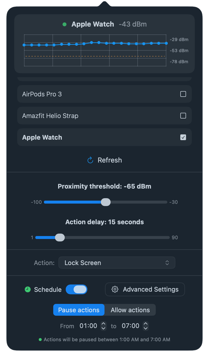 ProximityLock App Screenshot