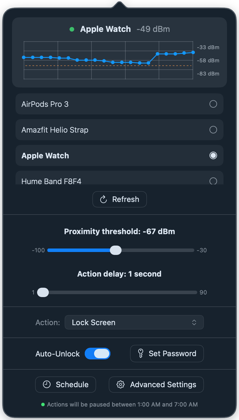ProximityLock App Screenshot
