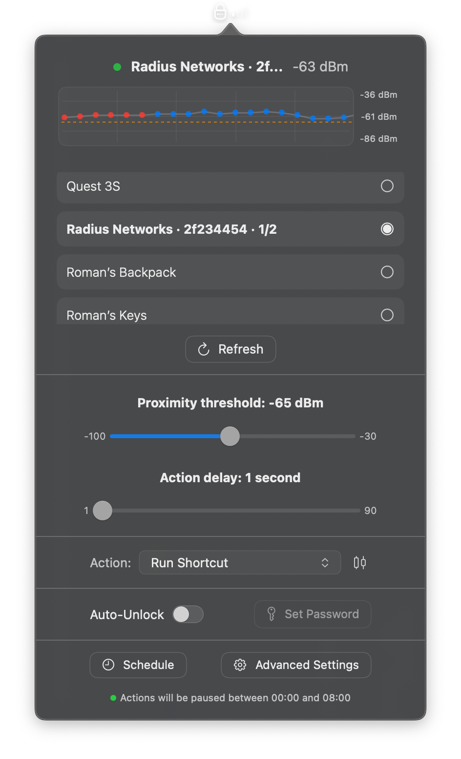 ProximityLock tracking the AltBeacon from the Android phone
